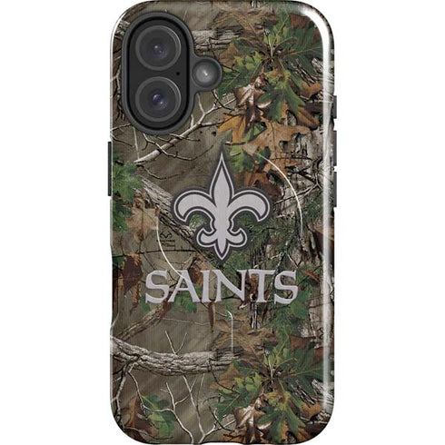 NFL New Orleans Saints Realtree Xtra Green Camo iPhone 16 Plus Magsafe Impact Case
